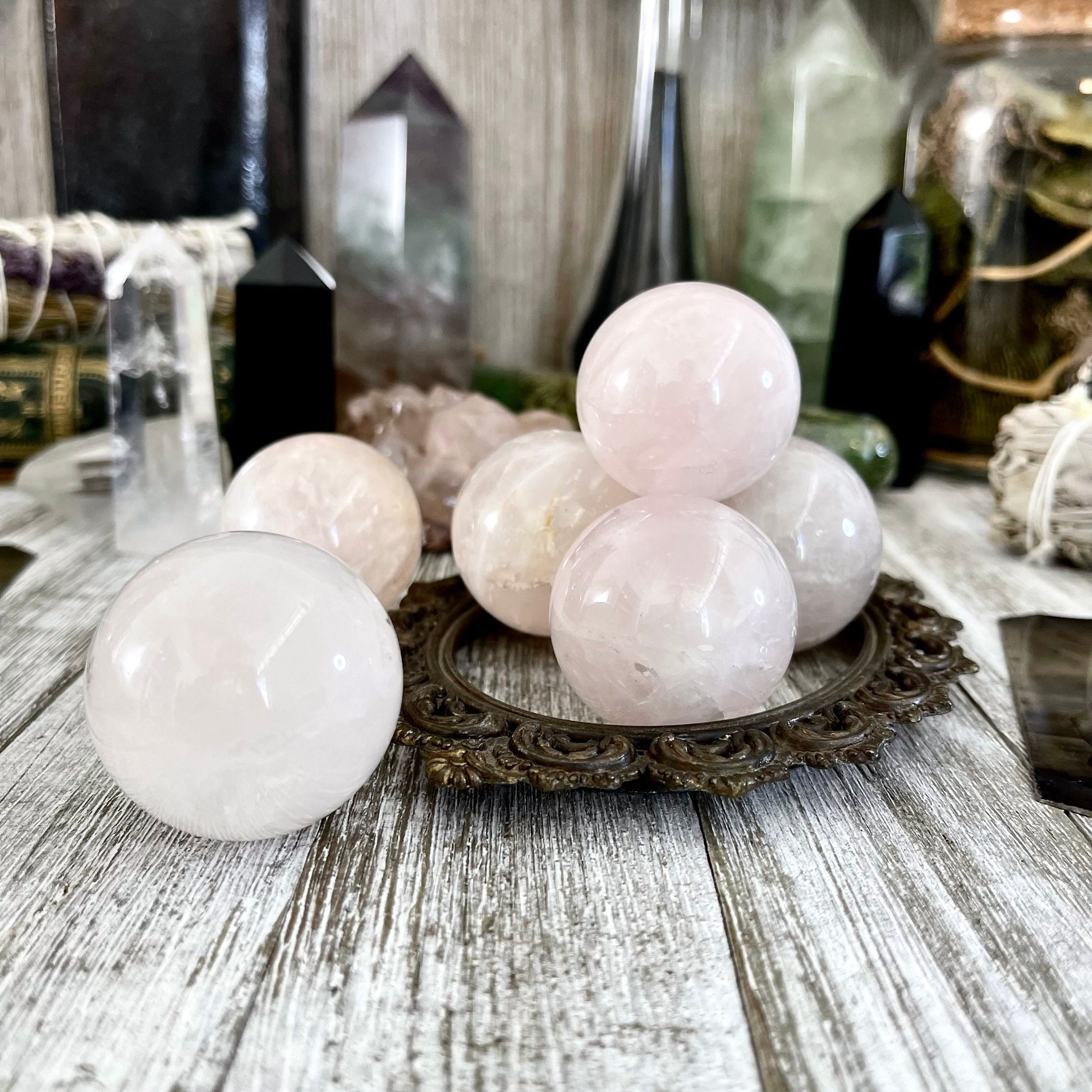 Small Rose Quartz Crystal Sphere / FoxlarkCrystals