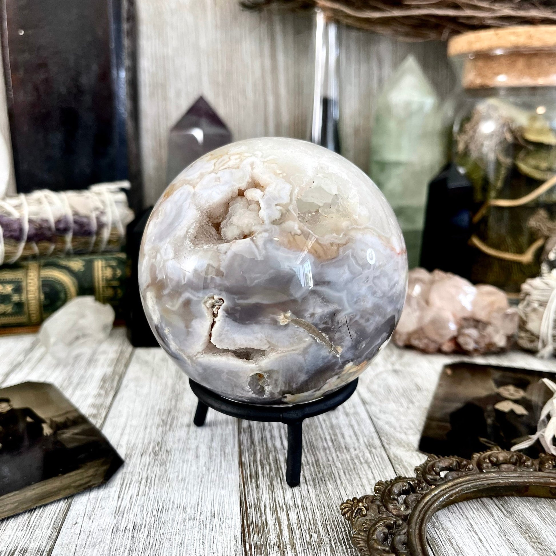 Flower Agate Crystal Ball / FoxlarkCrystals