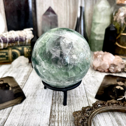 Large Green Fluorite Crystal Ball / FoxlarkCrystals /Crystal Sphere Wiccan Pagan Spells Rituals Magic Scrying Orb Metaphysical