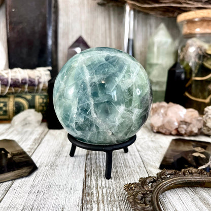 Large Green Fluorite Crystal Ball / FoxlarkCrystals /Crystal Sphere Wiccan Pagan Spells Rituals Magic Scrying Orb Metaphysical