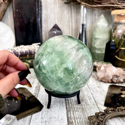 Large Green Fluorite Crystal Ball / FoxlarkCrystals