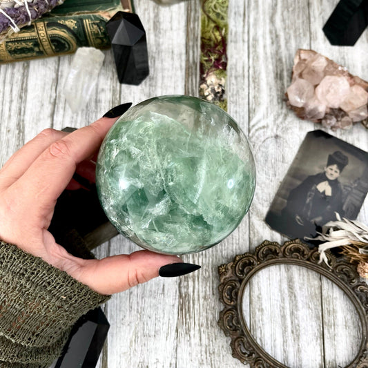 Large Green Fluorite Crystal Ball / FoxlarkCrystals