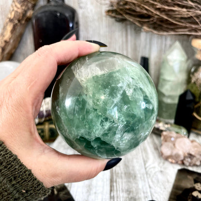 Large Green Fluorite Crystal Ball / FoxlarkCrystals