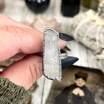 Raw Clear Quartz Crystal Point Ring Set in Fine Silver Size 5 6 7 8 9 / Foxlark Collection - One of a Kind