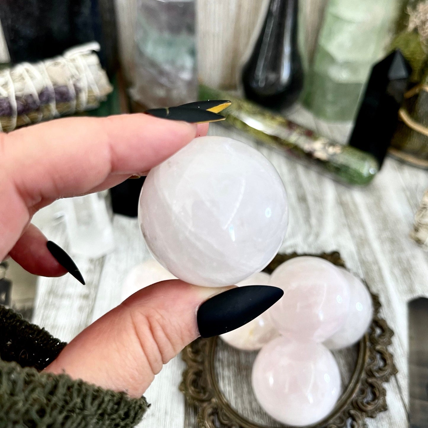 Small Rose Quartz Crystal Sphere / FoxlarkCrystals