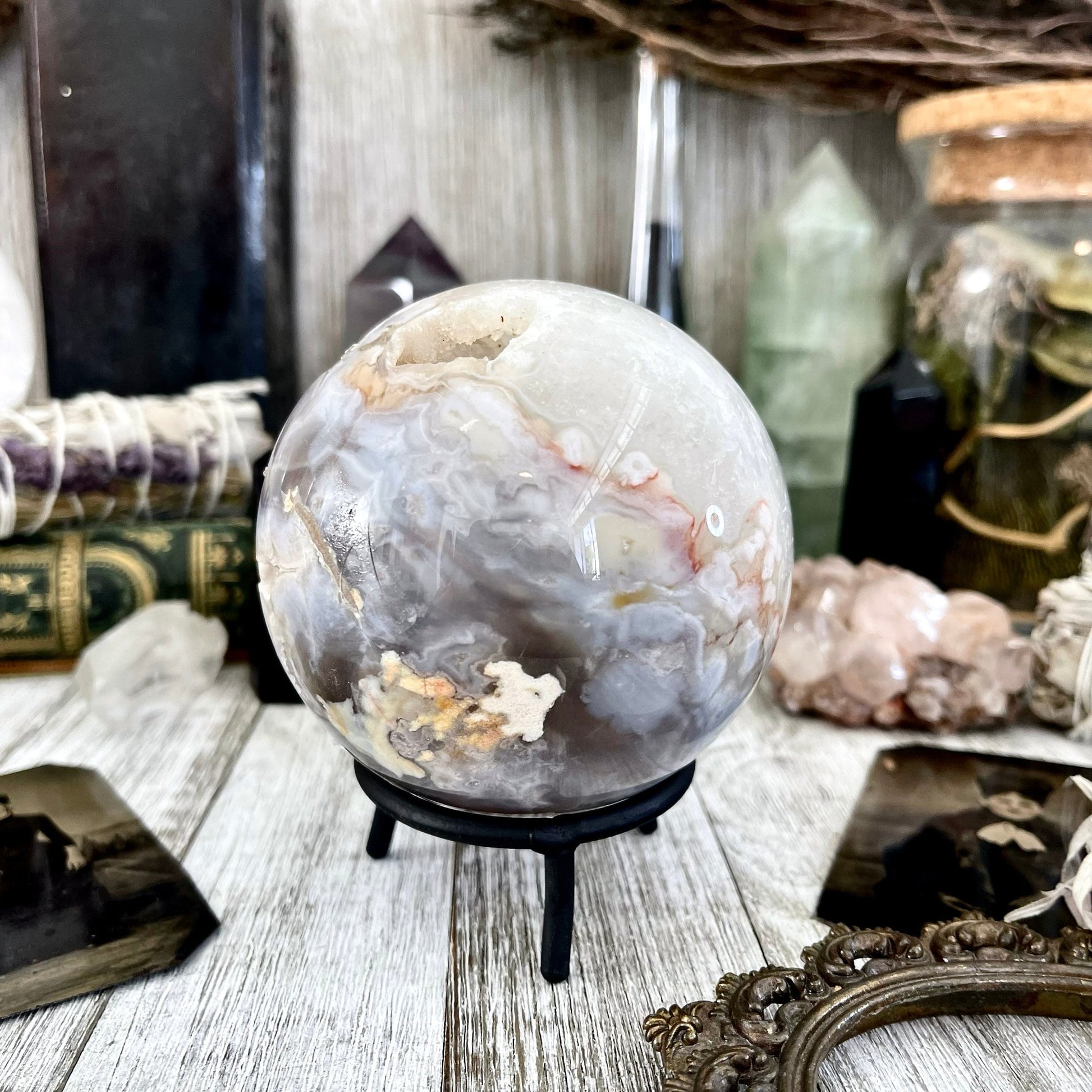 Flower Agate Crystal Ball / FoxlarkCrystals