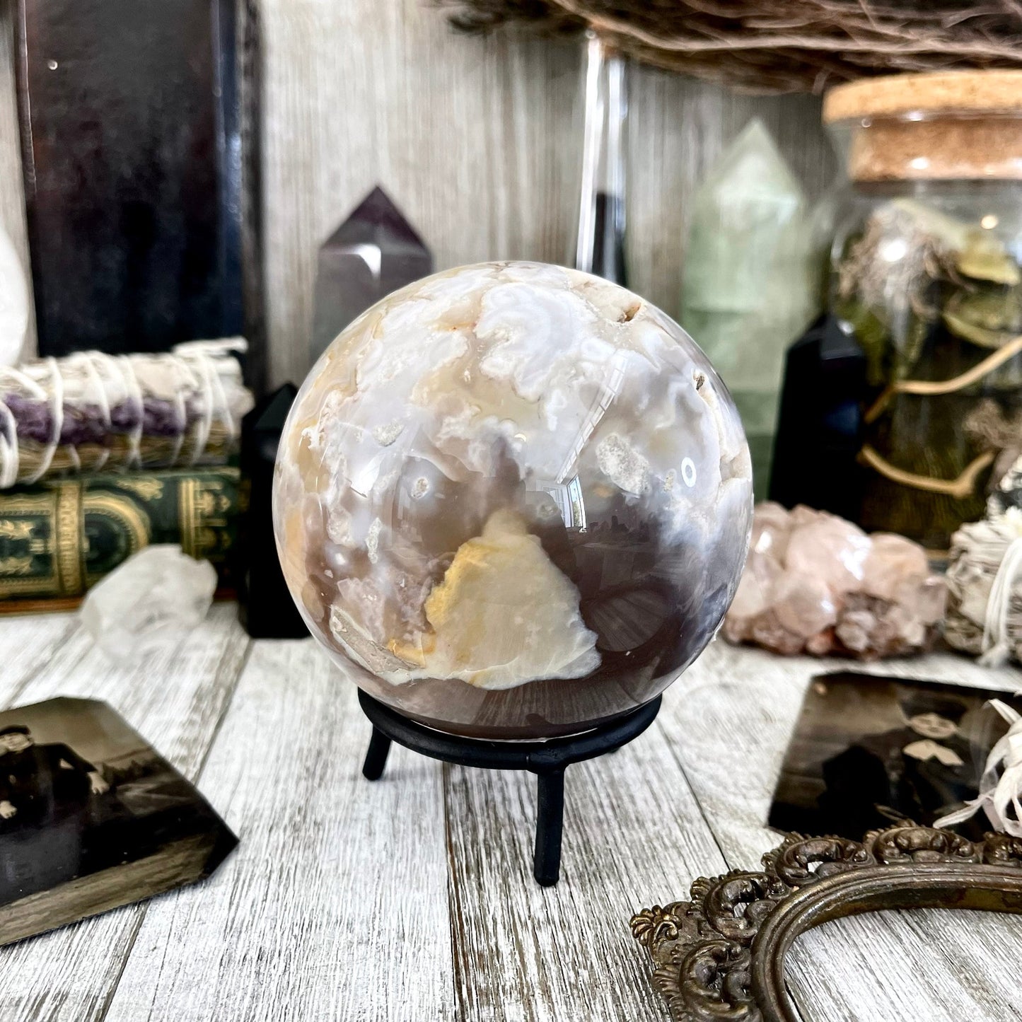 Flower Agate Crystal Ball / FoxlarkCrystals