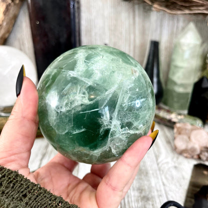 Large Green Fluorite Crystal Ball / FoxlarkCrystals