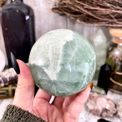 Large Green Fluorite Crystal Ball / FoxlarkCrystals