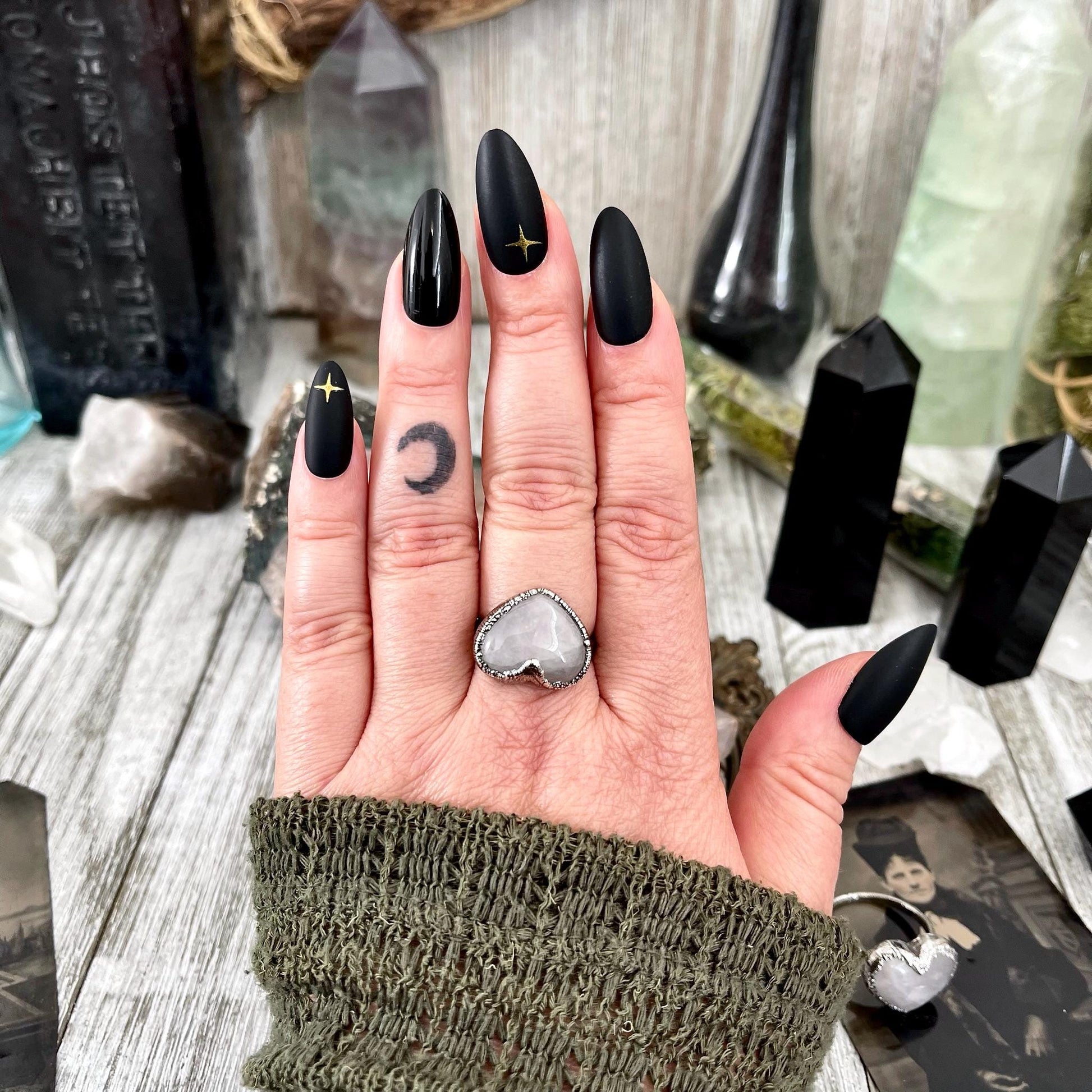 Rose Quartz Heart Ring Silver Size 6 7 8 9 10 / Foxlark Collection