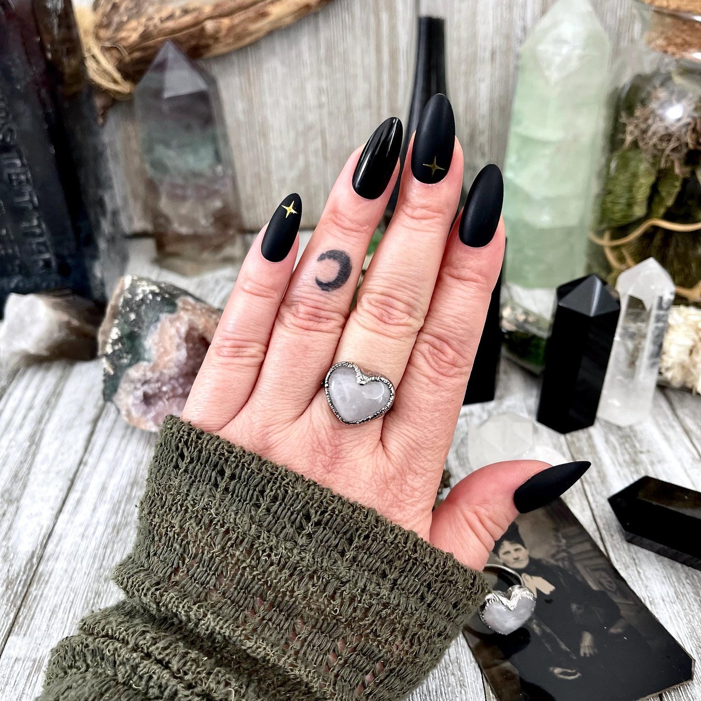 Rose Quartz Heart Ring Silver Size 6 7 8 9 10 / Foxlark Collection