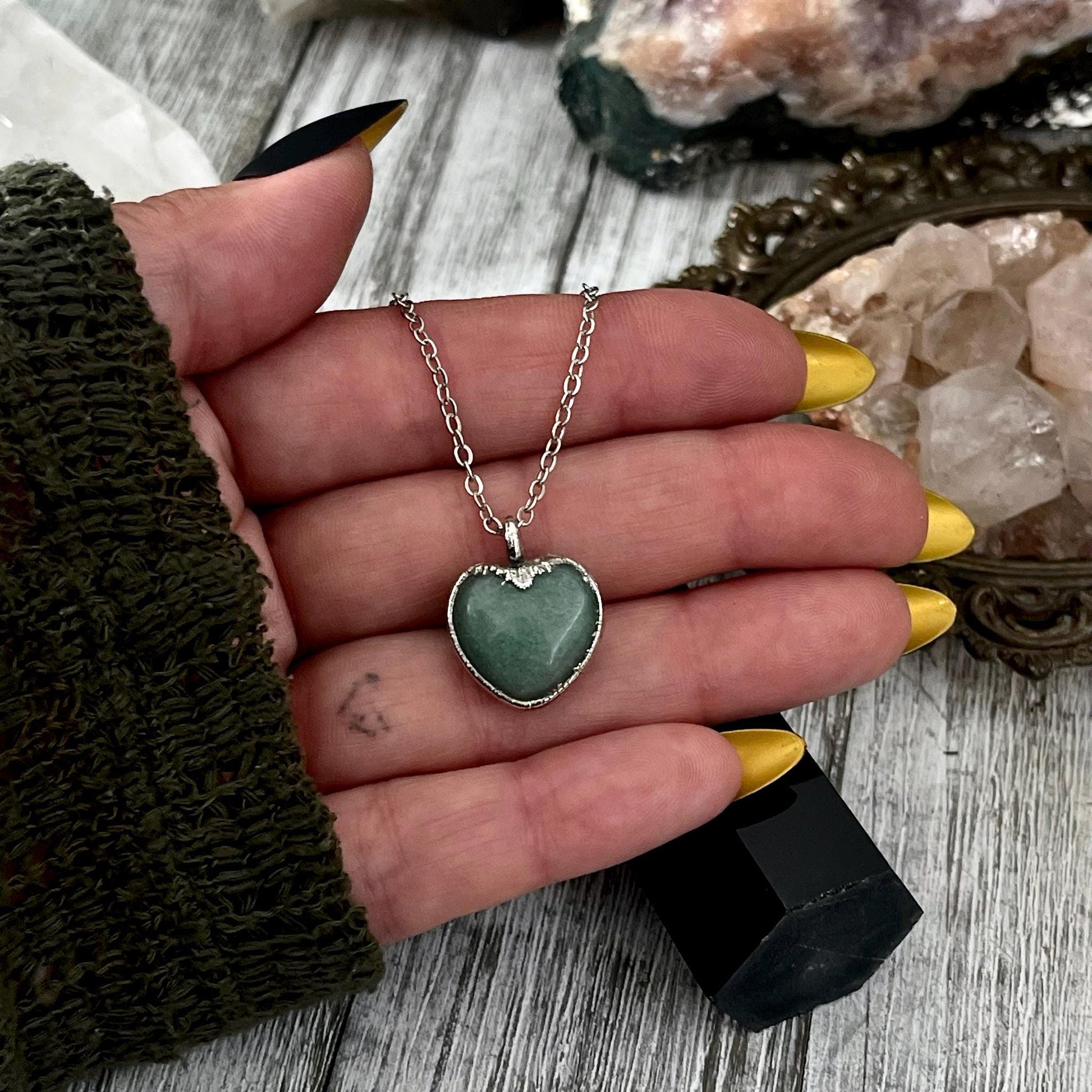 Green Aventurine Heart Necklace Silver/ Foxlark Collection / Green Crystal Necklace Dainty Crystal Heart Necklace Gemstone Necklace