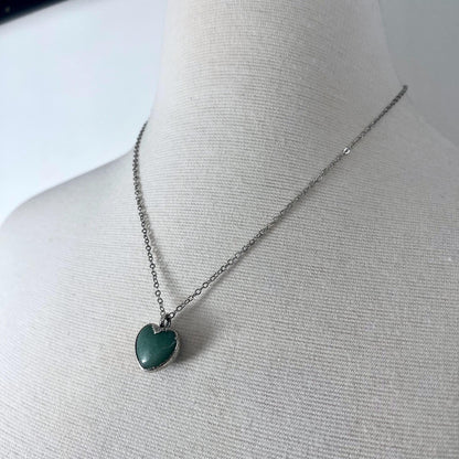 Green Aventurine Heart Necklace Silver/ Foxlark Collection / Green Crystal Necklace Dainty Crystal Heart Necklace Gemstone Necklace