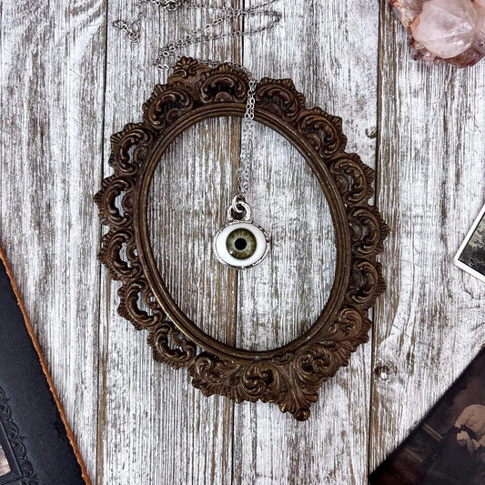 Green Iris Eye Necklace Fine Silver / Foxlark Collection - One of a Kind