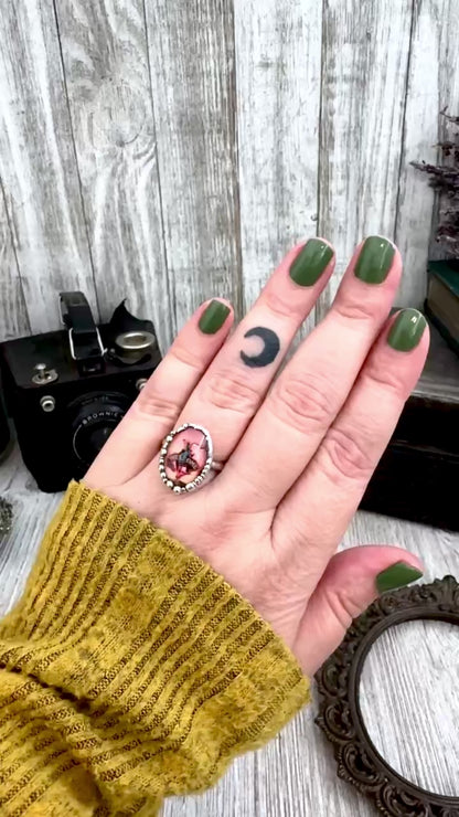 Road To Nowhere  - Cowboy Road Sign Side Ring Fine Silver Size 8 / One of a Kind