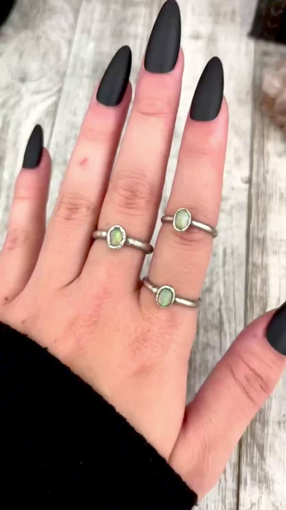 Opal Ring Fine Silver Small Faceted Stone Ring Size 5 6 7 8 9 10 11 / Foxlark Collection