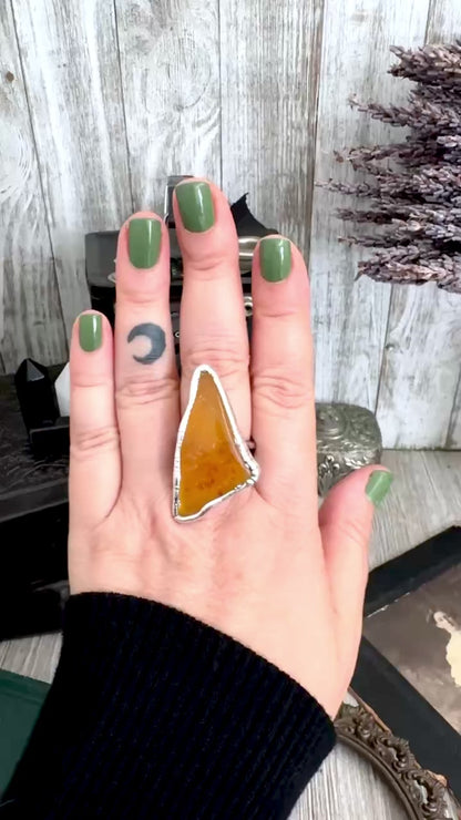 The Colossal Collection - Raw Baltic Amber Ring Fine Silver Size 11 /  One of a Kind