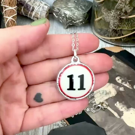 Playing Games - #11 Vintage Pool Ball Necklace Fine Silver - One of a Kind.