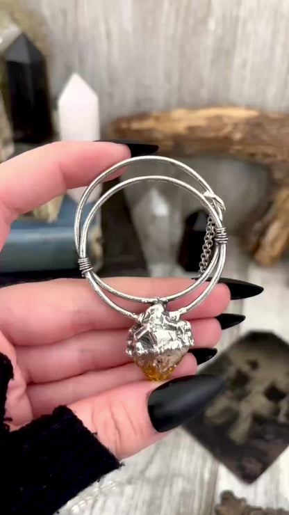 Big Raw Citrine Necklace in Fine Silver / Foxlark Collection - One of a Kind