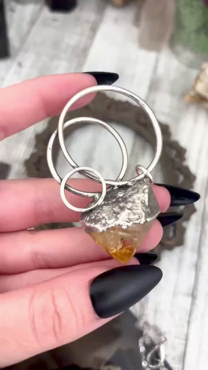 Big Raw Citrine Necklace in Fine Silver / Foxlark Collection - One of a Kind