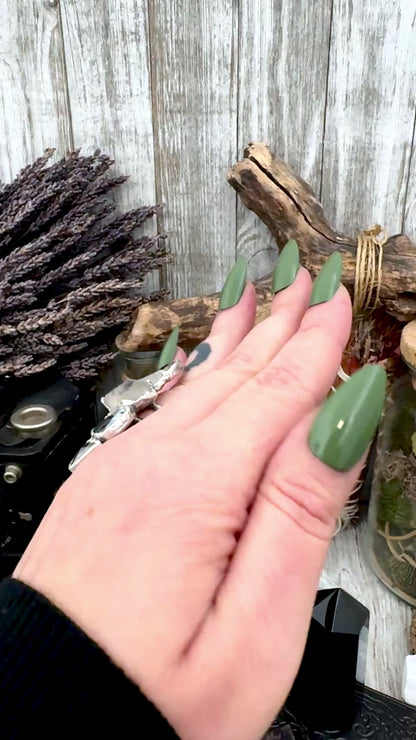 Multi Stone Pyrite Clear Quartz Garden Quartz & Dendritic Agate Ring In Fine Silver Size 8 / Foxlark Collection