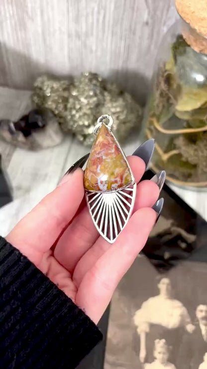 Moss & Moon Collection - Petrified Wood Statement Necklace in Fine Silver / One of a Kind