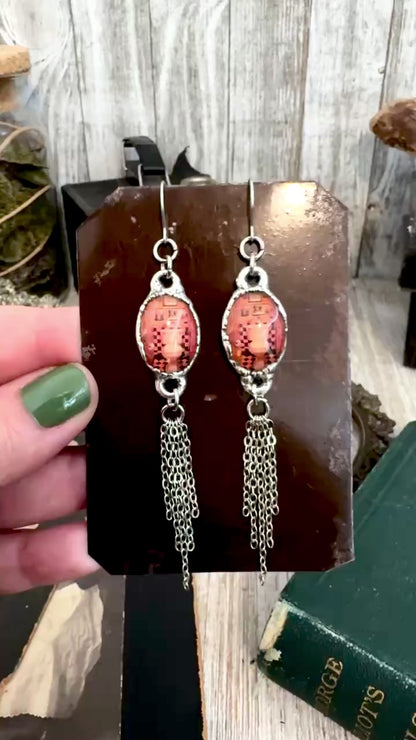 Road To Nowhere - Vintage Dive Bar Toilet Fine Silver Long Fringe Earrings
