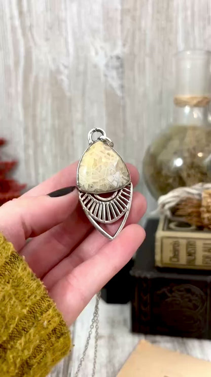 Moss & Moon Collection - Fossilized Coral Statement Necklace in Fine Silver / One of a Kind