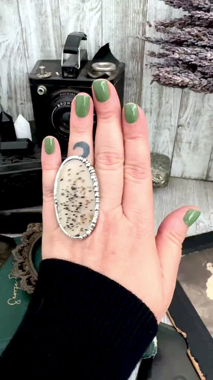 The Colossal Collection - Montana Moss Agate Crystal Ring Fine Silver Size 8 / Foxlark Collection - One of a Kind