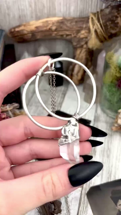 Big Raw Clear Quartz Crystal  Necklace in Fine Silver / Foxlark Collection - One of a Kind