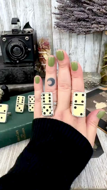 Playing Games - Dominos Ring Fine Silver Size 6 7 8 9 10 11 / One of a Kind