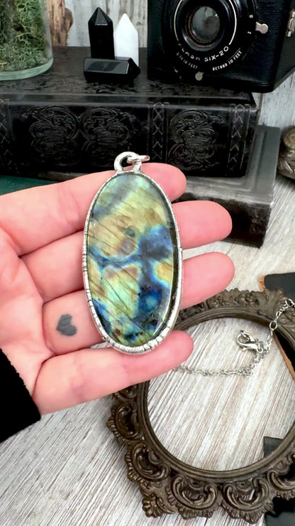 The Colossal Collection - Blue Labradorite Necklace in Fine Silver / One of a Kind