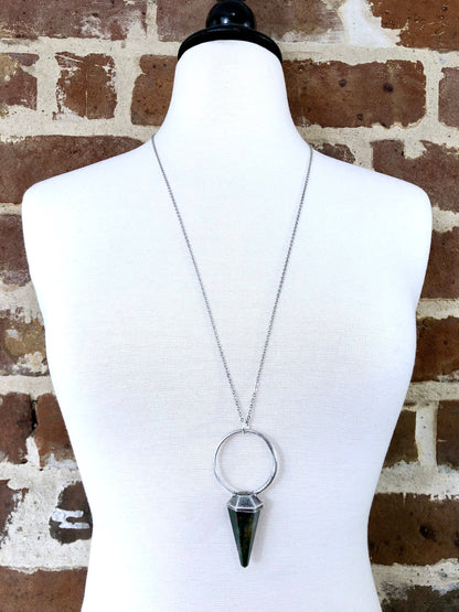 Bloodstone Jewelry, Bloodstone Necklace, Crystal Jewelry, Crystal Necklaces, Crystal Pendulum, Etsy ID: 746962596, FOXLARK- NECKLACES, Gothic Jewelry, Green Stone, healing crystals, Jewelry, Layering Necklace, Necklaces, Pendulum Necklace, Raw Crystal Nec