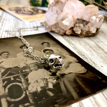 925 Sterling Silver, boho jewelry, Etsy ID: 902578978, Foxlark Alchemy, Gift for Woman, Gothic Jewelry, Jewelry, Necklace Pendant, Necklaces, Pendants, Silver Cat Skull, Sterling Silver, Talisman Necklace, Tiny Talisman, TINY TALISMANS, Witch Jewelry, Wit