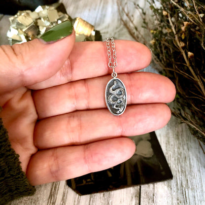 Tiny Taliman Collection - Sterling Silver Snake Pendant 18x10mm  /.