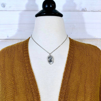 Tiny Talisman Collection - Sterling Silver Tiny Mushroom Necklace Pendant 28x17mm  /.