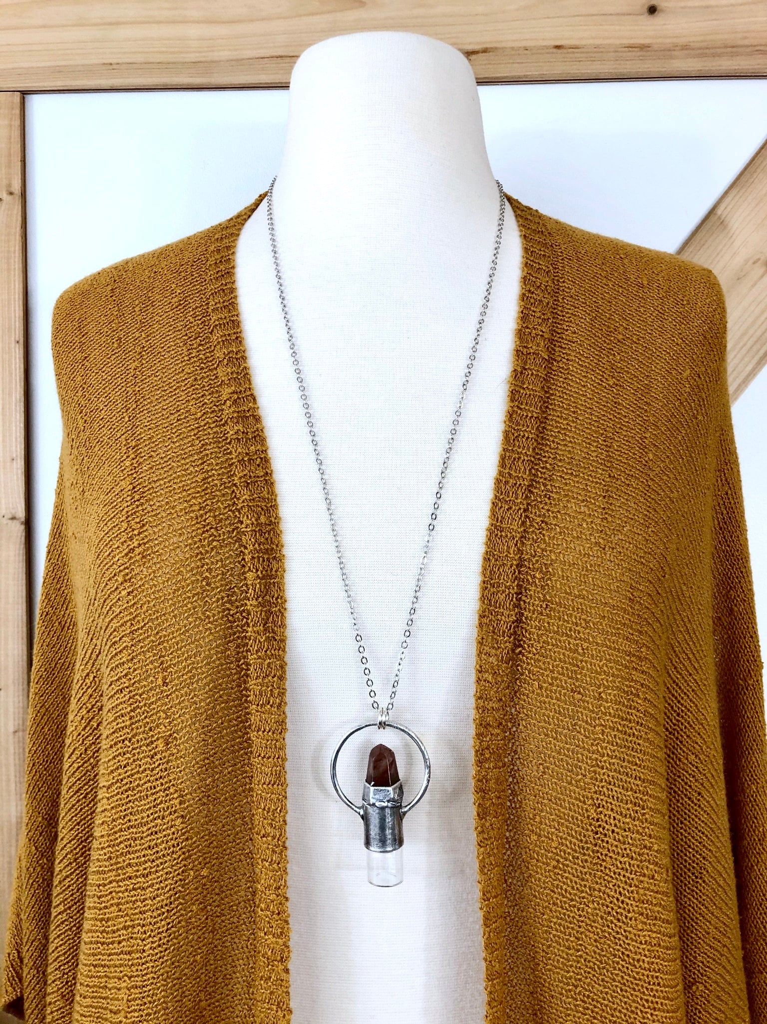 Rutilated Quartz Crystal Essential Oil Rollerball Necklace Pendant in Silver / Foxlark Collection - One of a Kind.