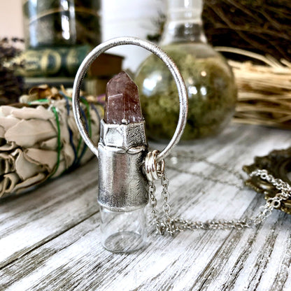 Rutilated Quartz Crystal Essential Oil Rollerball Necklace Pendant in Silver / Foxlark Collection - One of a Kind.