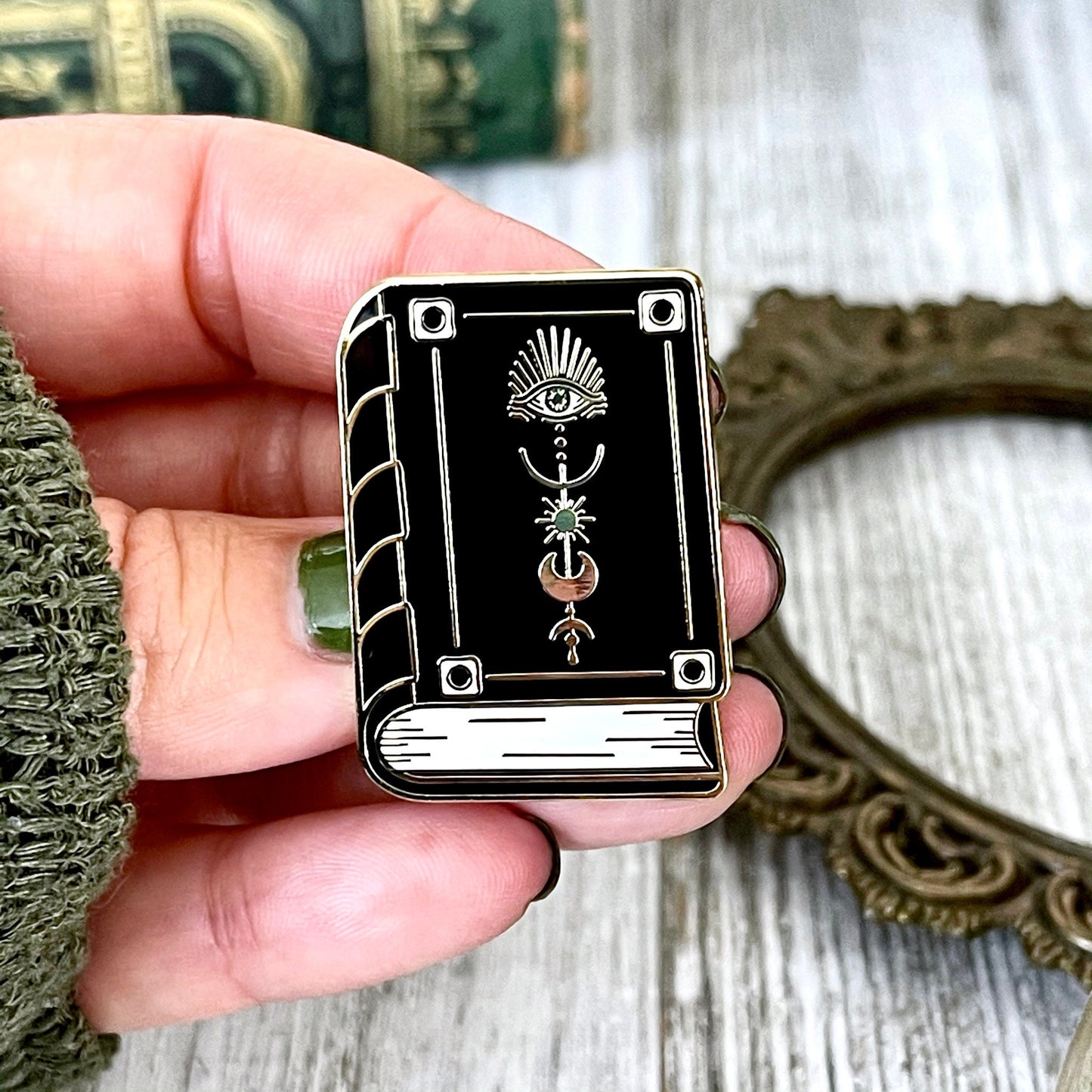 Witchy Pin Set  - Set Of 3 Witchy Enamel Pins- Mushroom Pin, Potion Bottle Pin, Witch Pin , Book Pin.