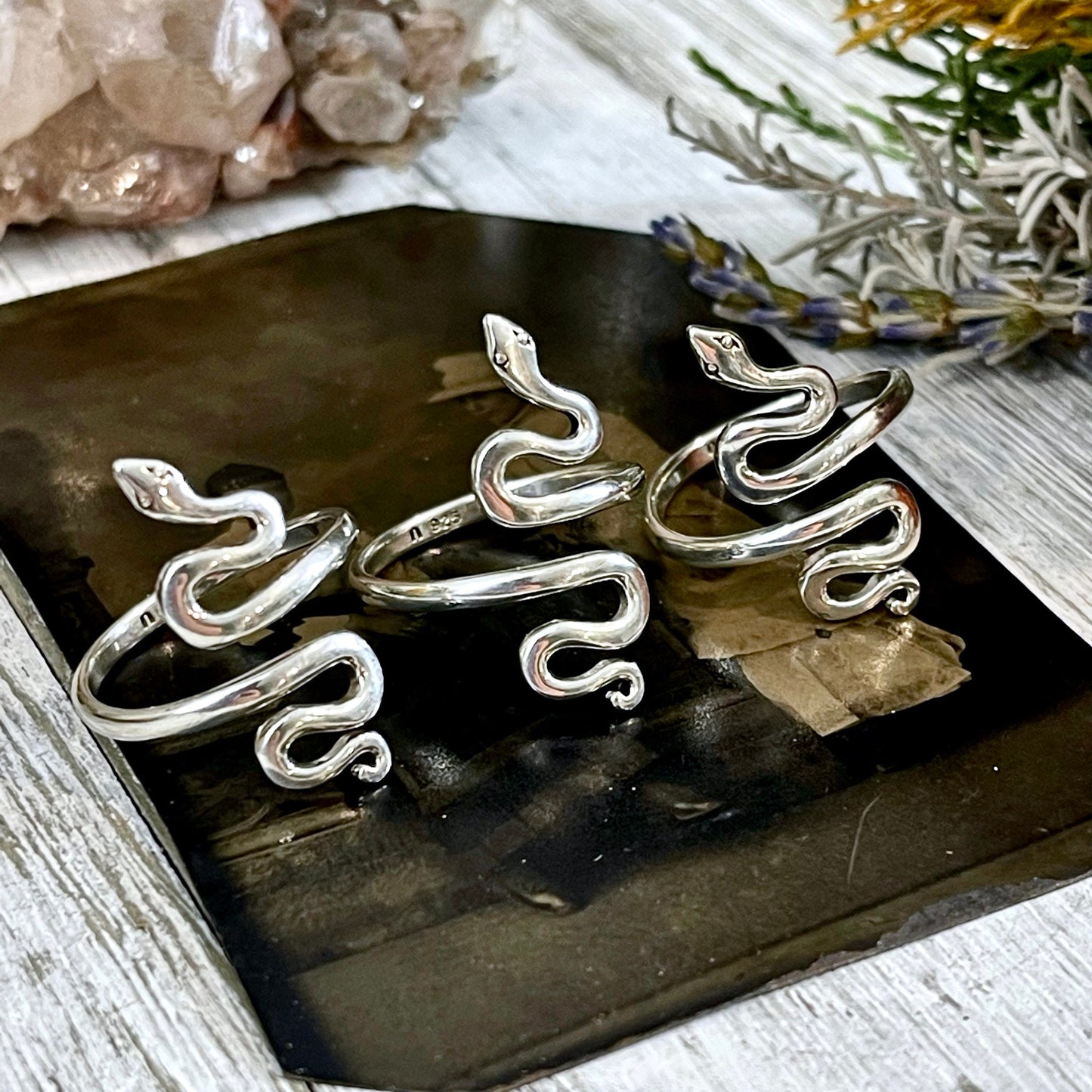 Snake Ring in Sterling Silver Adjustable / Tiny Talismans Collection.