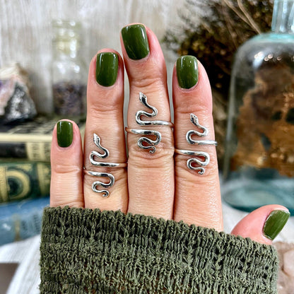 Snake Ring in Sterling Silver Adjustable / Tiny Talismans Collection.