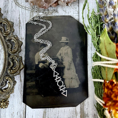 Tiny Talisman Collection - Sterling Silver Stacked Elements Necklace 32x6mm - Fire, Air, Water and Earth /.