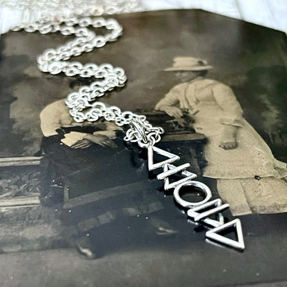 Tiny Talisman Collection - Sterling Silver Stacked Elements Necklace 32x6mm - Fire, Air, Water and Earth /.