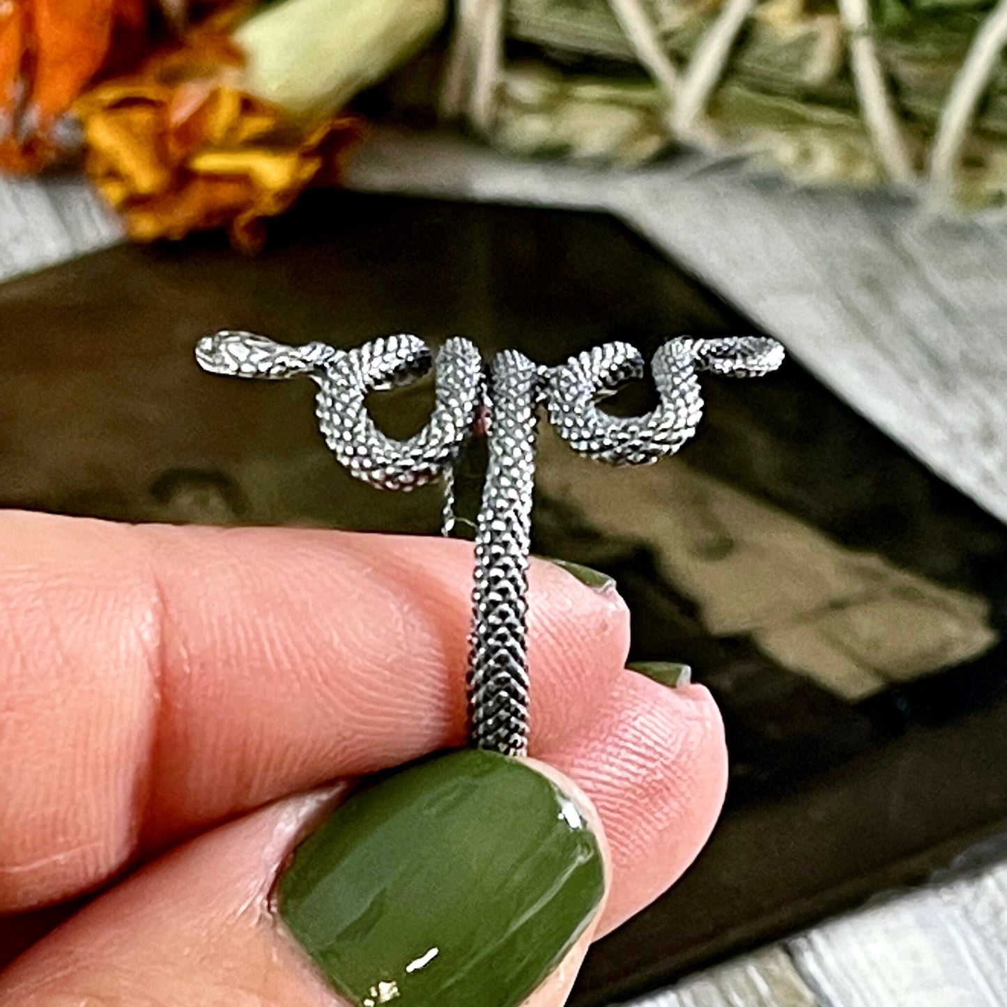 Snake Ring in Sterling Silver Adjustable / Tiny Talismans Collection.