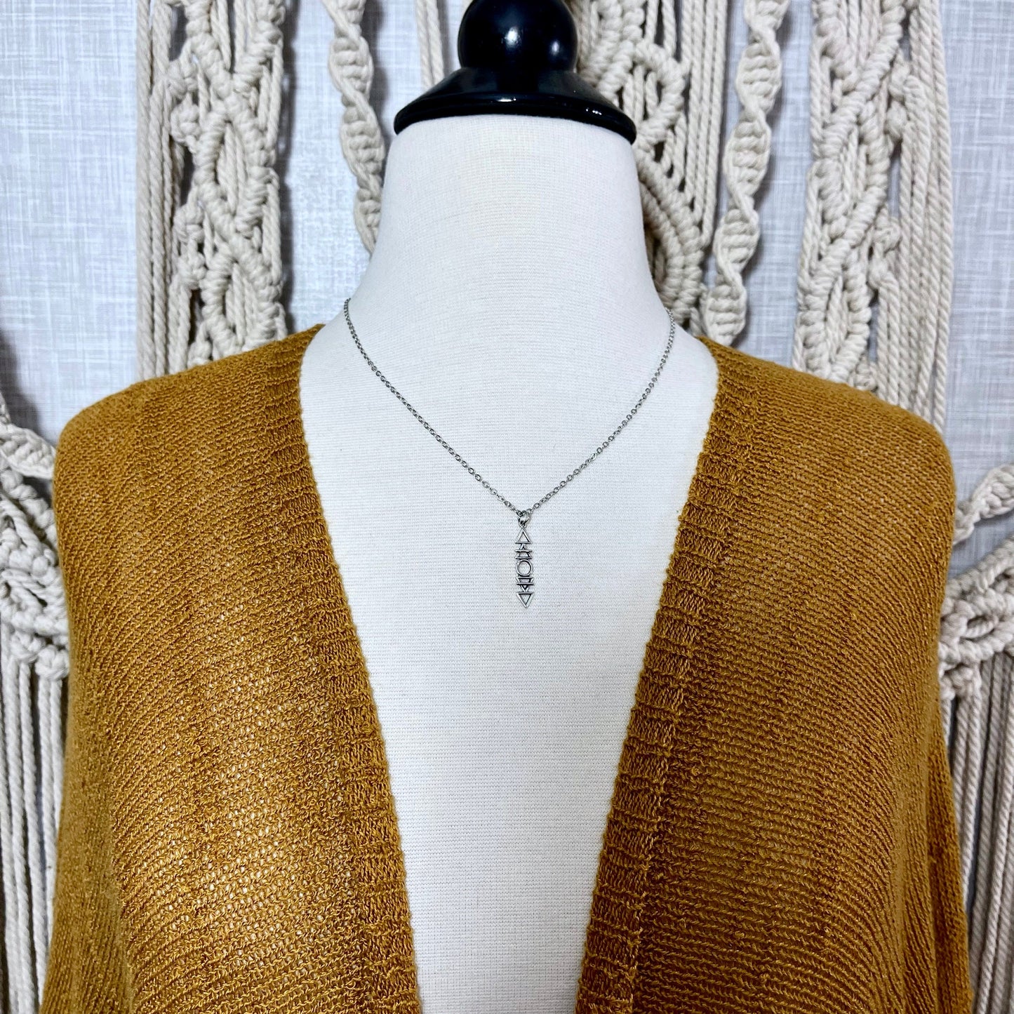 Tiny Talisman Collection - Sterling Silver Stacked Elements Necklace 32x6mm - Fire, Air, Water and Earth /.