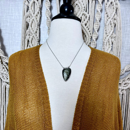 Asymmetric Golden Sheen Obsidian Necklace in Fine Silver / Foxlark Collection - One of a Kind.