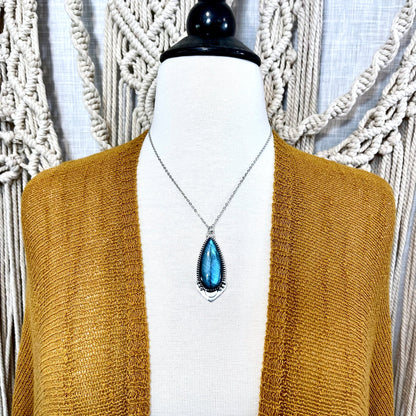 Midnight Moon Crystal Necklace - Labradorite Necklace in Sterling Silver  -Designed by FOXLARK Collection/ Witchy Stone Jewelry.