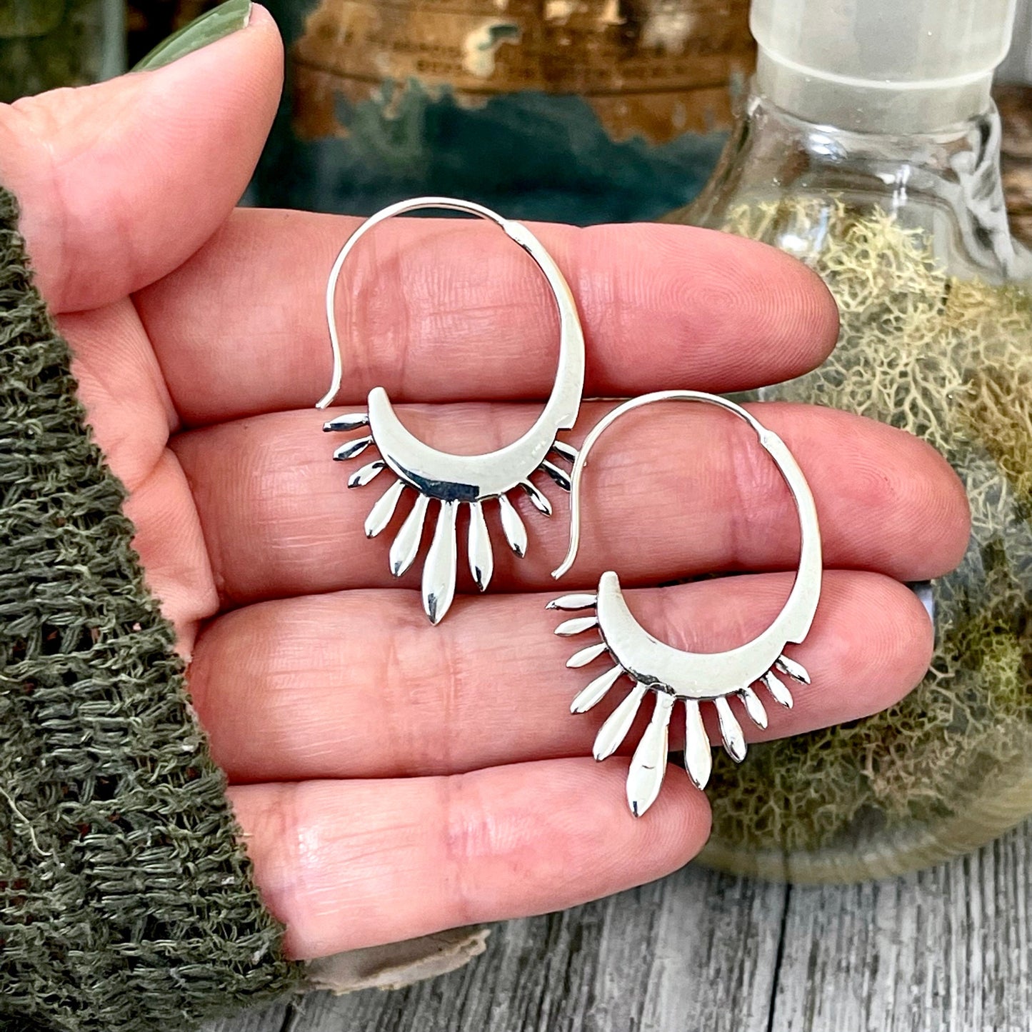 Small Sterling Silver Decorated Earring.