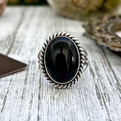 Size 8 9 10 Black Onyx Statement Ring Set in Sterling Silver / Curated by FOXLARK Collection.