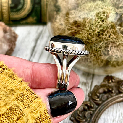 Size 8 9 10 Black Onyx Statement Ring Set in Sterling Silver / Curated by FOXLARK Collection.